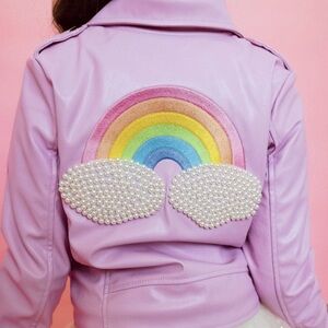 Pink pearl vegan leather jacket size 4